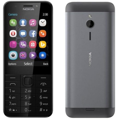 Nokia 230 Mobiltelefon, Kártyafüggetlen, Dual Sim, Szürke