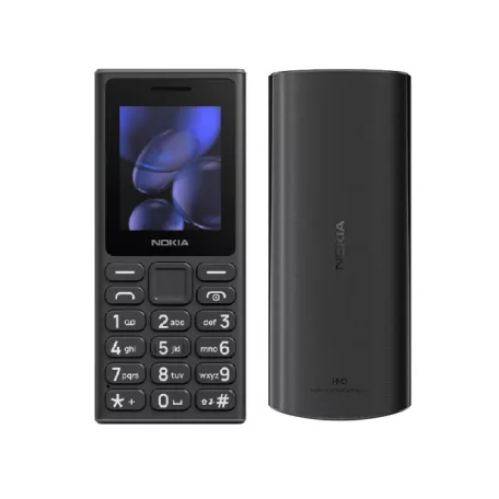 Nokia 105 (2024) nyomógombos mobiltelefon, kártyafüggetlen, dual SIM, fekete