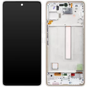   Samsung A536 Galaxy A53 5G fehér gyári LCD kijelző érintővel és kerettel (GH82-28024B)