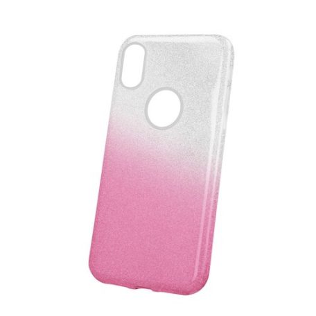 Shining Glitter tok - Huawei P Smart (2019) / Honor 10 Lite ezüst - pink csillogó tok