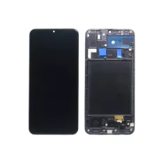   Samsung A205 Galaxy A20 fekete LCD kijelző érintővel és kerettel