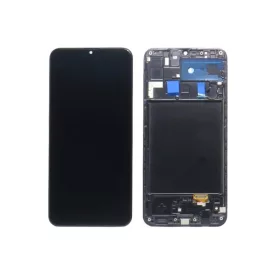   Samsung A205 Galaxy A20 fekete LCD kijelző érintővel és kerettel