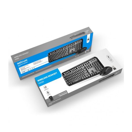 Astrum KW300 vezeték nélküli billentyűzet + egér combo kit ANGOL kiosztás fekete