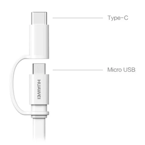Bliszteres Huawei AP55S gyári USB - micro USB & Type-C átalakító combo adatkábel 1,5m fehér (2in1)