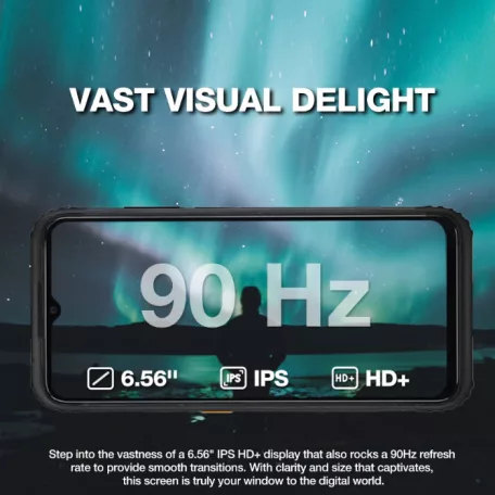 AGM H6 ütés- és vízálló 8+256GB IP68 érintős mobiltelefon, kártyafüggetlen, Dual Sim, fekete, 6,56 inch