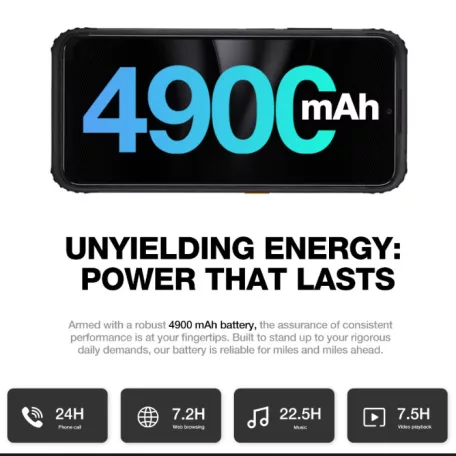 AGM H6 Lite ütés- és vízálló 4+128GB IP68 érintős mobiltelefon, kártyafüggetlen, Dual Sim, fekete, 6,56 inch