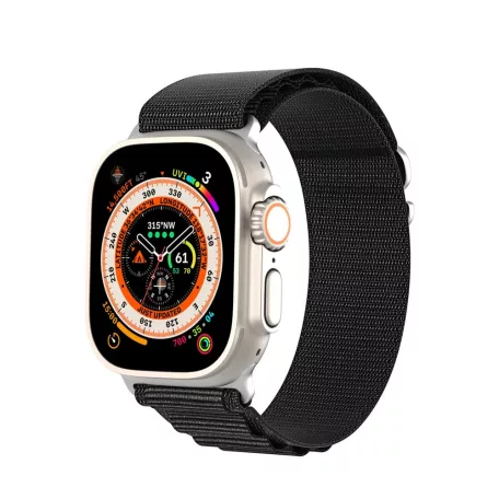 DUX DUCIS Apple Watch 42mm/ 44mm/ 45mm/ 49mm nejlon óraszíj fekete