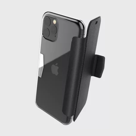 X-doria Engage Folio Apple iPhone 11 Pro oldalra nyíló mágneses bőrhatású tok átlátszó hátlappal