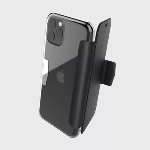 X-doria Engage Folio Apple iPhone 11 Pro oldalra nyíló mágneses bőrhatású tok átlátszó hátlappal