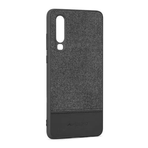 Meleovo Fabric szövetbevonatos prémium fekete hátlapvédő tok Huawei P30