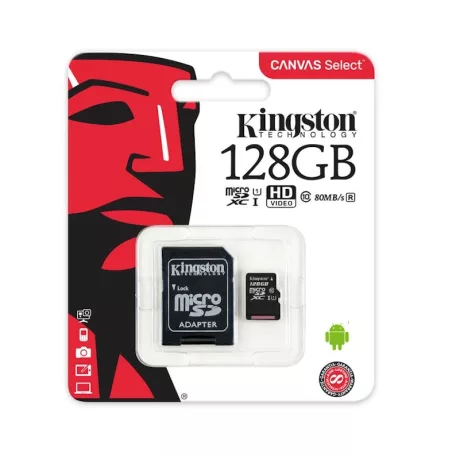 Kingston microSDHC 128GB Class 10 memóriakártya SD adapterrel Artisjus matricával