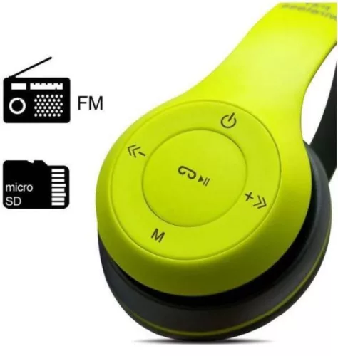 Foldable P47 zöld - fekete sztereó összecsukható fejhallgató EDR technologiával, beepitett mikrofonnal, FM rádió, MicroSD foglalattal, Bluetooth 4.2