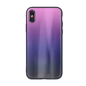   Rainbow szilikon tok üveg hátlappal - Samsung G970F Galaxy S10e pink - fekete