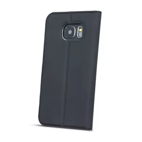 Smart Look Huawei Y7 Prime (2018) oldalra nyíló bőrhatású ablakos könyv tok szilikon belsővel fekete