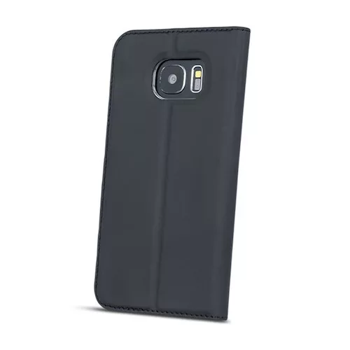 Smart Look Huawei P20 oldalra nyíló bőrhatású ablakos könyv tok szilikon belsővel fekete