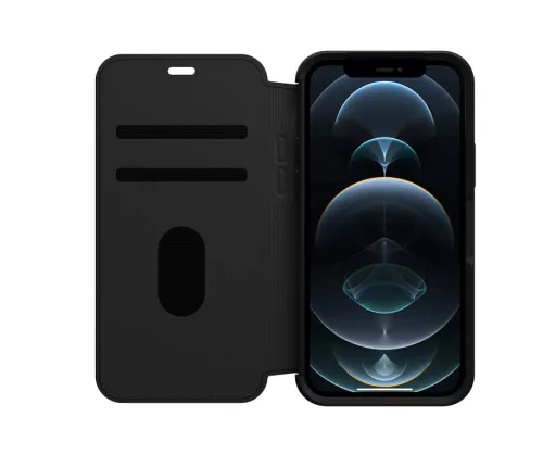 OtterBox Strada Apple iPhone 13 Pro (6.1) oldalra nyíló mágneses bőr könyvtok szilikon belsővel fekete