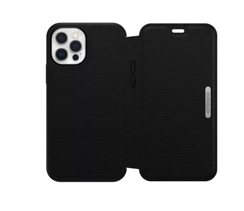 OtterBox Strada Apple iPhone 13 Pro (6.1) oldalra nyíló mágneses bőr könyvtok szilikon belsővel fekete