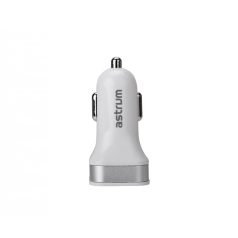   Astrum CC340 (new version) white - silver car charger 4.8A 2xUSB with microUSB data cable