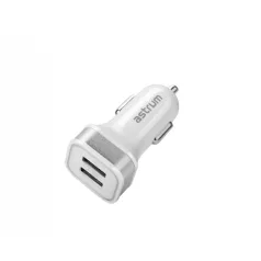   Astrum CC340 (új verzió) fehér - ezüst autós töltő 4.8A 2USB 24W