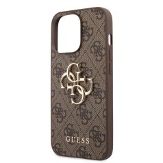   Guess Apple iPhone 13 Pro (6.1) PU 4G Metal Logo hátlapvédő tok barna (GUHCP13L4GMGBR)