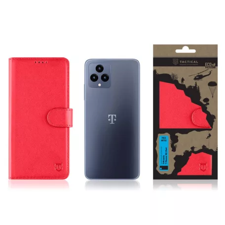 Tactical Field Notes T-Mobile T Phone Pro 5G oldalra nyíló mágneses könyv tok szilikon belsővel piros