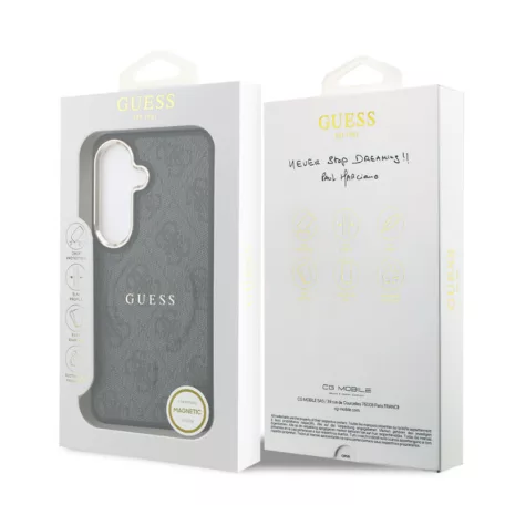 Guess PU Leather Gold Frame MagSafe Samsung S942 Galaxy S26 hátlapvédő tok fekete (GUHMS26SP4MSEGCK)