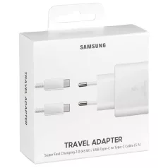   BLISZTERES Samsung EP-TA845XWEGWW gyári hálózati fehér gyorstöltő 5A EP-DN975BWE fehér gyári Type-c - Type-c adatkábel 1m 45W