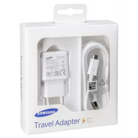   BLISZTERES Samsung EP-TA20EWE gyári hálózati fehér gyorstöltő 2A ECB-DU4EWE fehér gyári micro USB adatkábellel 1.5m 15W