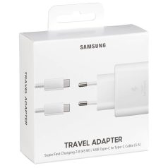   BLISZTERES Samsung EP-TA845XWEGWW gyári hálózati fehér gyorstöltő 5A EP-DG977BWE fehér gyári Type-c - Type-c adatkábel 1.2m 45W