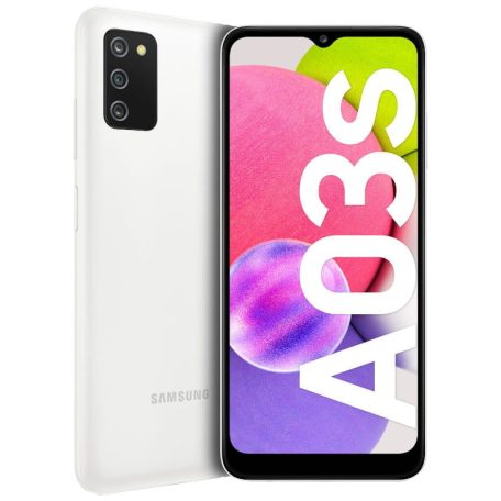 Samsung A037G Galaxy A03s (2021) 3/32GB Dual SIM kártyafüggetlen érintős mobiltelefon, fehér (Android)