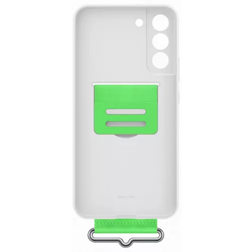 Samsung Silicone Cover S906 Galaxy S22 Plus (2022) gyári fehér hátlapvédő tok szíjjal (EF-GS906TWEGWW)