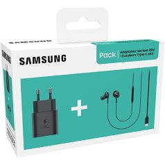   Samsung bliszteres kezdőcsomag TA800 25W fekete gyári töltőfej +  EO-IC100 Typ-C  fekete gyári headset