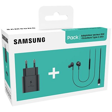 Samsung bliszteres kezdőcsomag TA800 25W fekete gyári töltőfej +  EO-IC100 Typ-C  fekete gyári headset