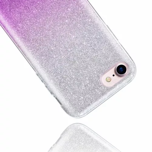 Shining Glitter tok - Samsung A705 Galaxy A70 (2019) ezüst - lila csillogó tok