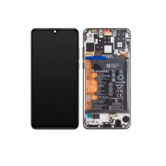   Huawei P30 Lite fekete gyári LCD kijelző érintővel és kerettel HB356687ECW gyári akkumulátorral