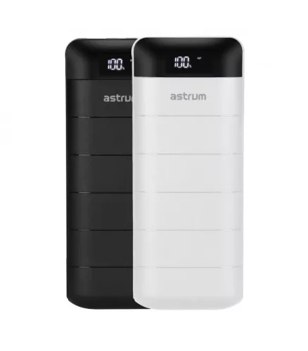 Astrum PB130 V2 gumírozott külső akkumulátor 13000mAh 2X USB, 2A input, 2A output fekete 10W