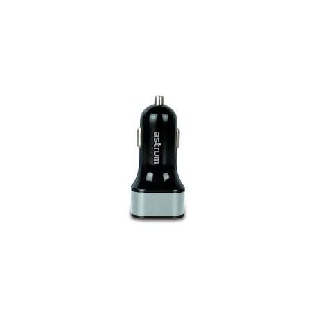 Astrum CC340 (new version) silver car charger 4.8A 2xUSB with microUSB data cable