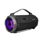 Astrum ST390 fekete gumírozott hordozható bluetooth hangszóró FM rádióval, micro SD olvasóval, karpánttal, LED világítással, AUX, USB, EQ, 35W