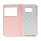 Smart Look Huawei Y7 Prime (2018) oldalra nyíló bőrhatású ablakos könyv tok szilikon belsővel rozéarany