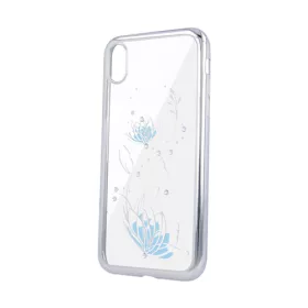   Virágmintás köves tok (Lotus) - Huawei P30 vékony szilikon tok ezüst
