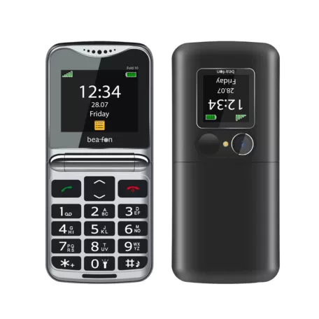 Beafon Fold 10 kártyafüggetlen kinyitható mobiltelefon SOS gombbal, dokkolóval, fekete