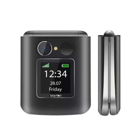 Beafon Fold 10 kártyafüggetlen kinyitható mobiltelefon SOS gombbal, dokkolóval, fekete