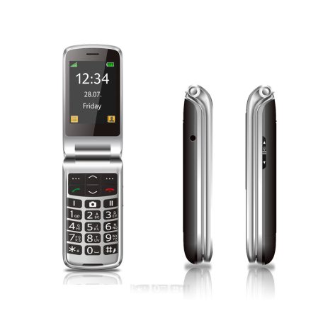 Beafon SL645 kártyafüggetlen kinyitható mobiltelefon SOS gombbal, dokkolóval, fekete