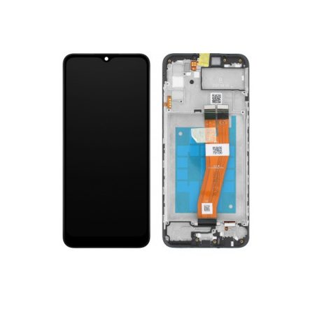 Samsung A025 Galaxy A02S fekete gyári LCD kijelző érintővel és kerettel NON EU VERZIÓ