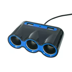 Szivargyújtó elosztó (3x szivargyújtó, 2 USB foglalat)
