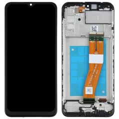   Samsung A025F Galaxy A02S fekete LCD kijelző érintővel és kerettel