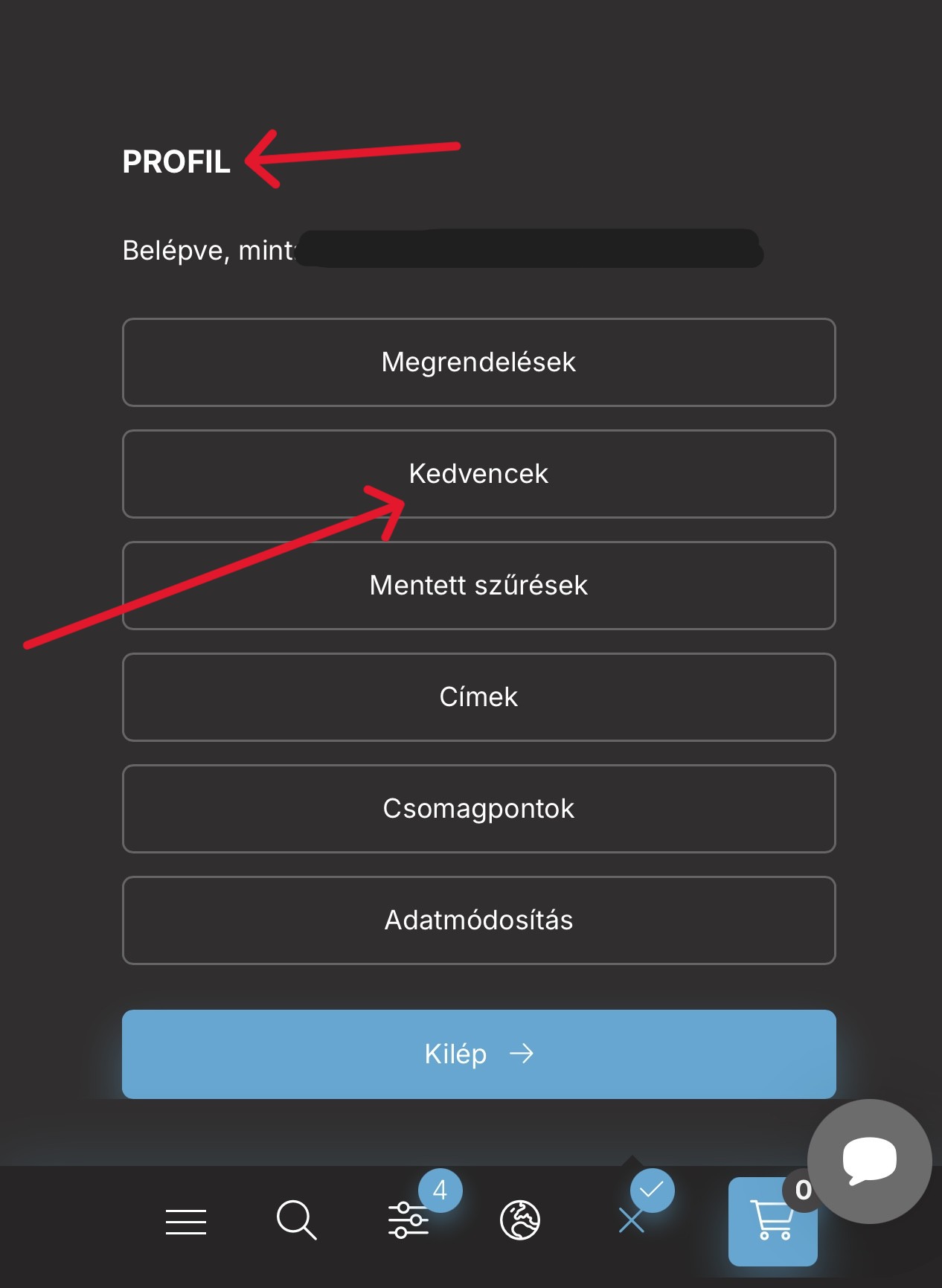 Kedvenc termékek mobil nézet 2