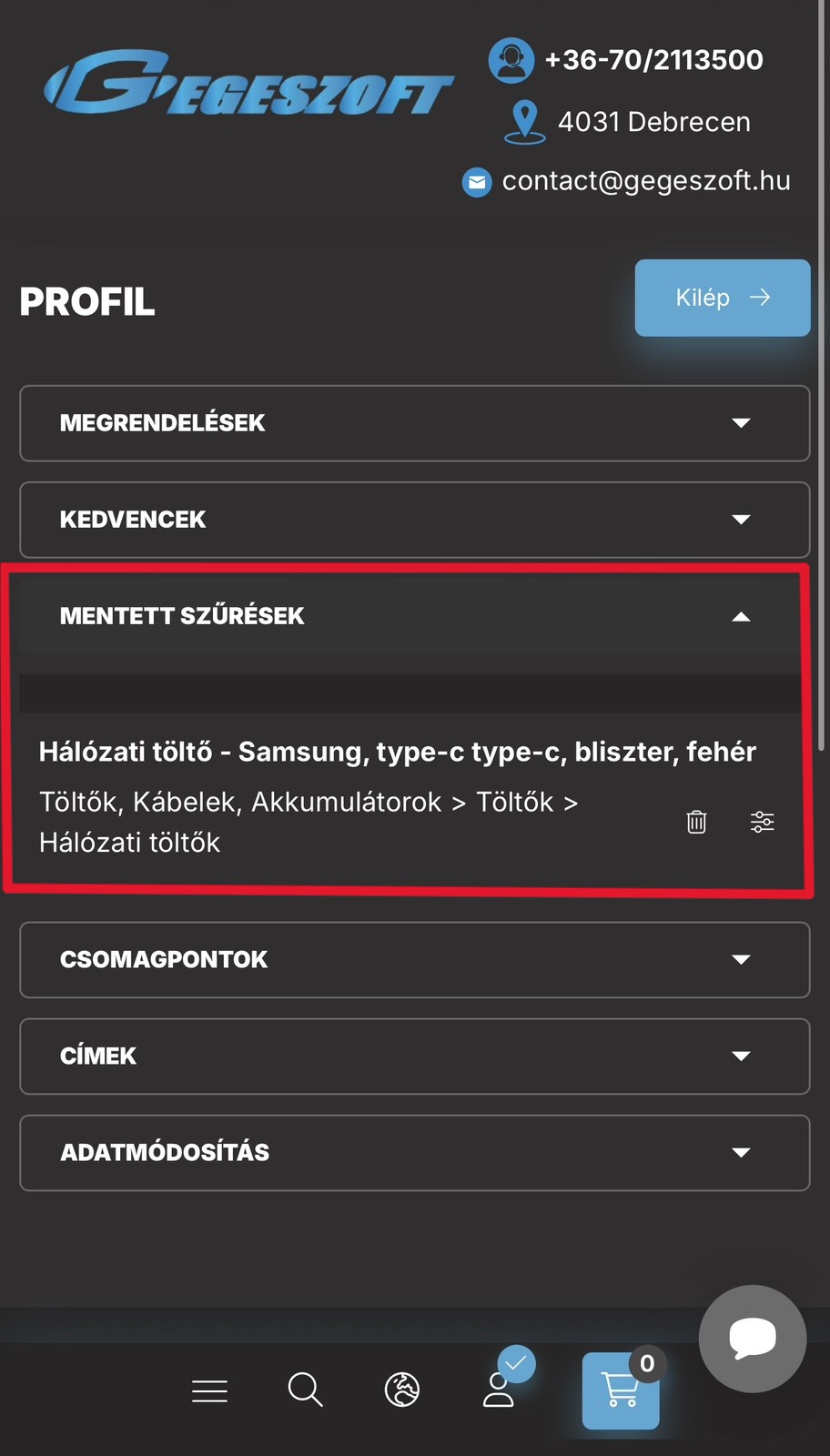 Profil mentett szűrők telefon