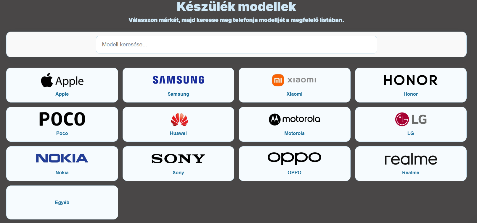 Modell szűrő márkák