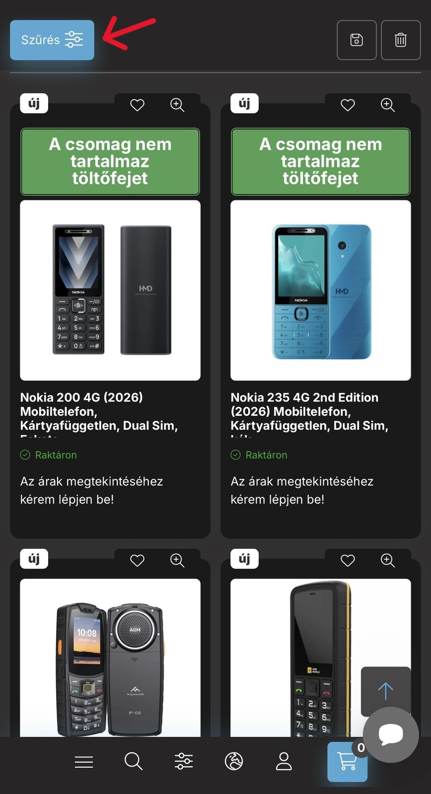 Szűrés telefonon 1